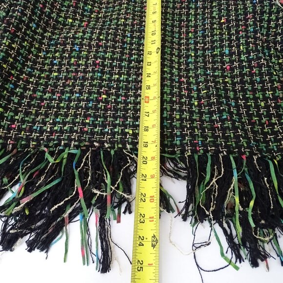 Black Multicolor Fringe Tweed Jacket Women Size M Long Sleeve Collared Work - Picture 10 of 10